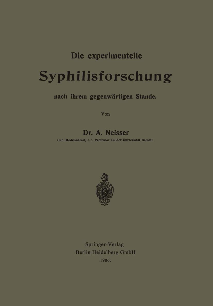 Die Experimentelle Syphilisforschung Nach Ihrem Gegenwärtigen Stande (English, Albert Neisser) - Image 2 - BookBajar