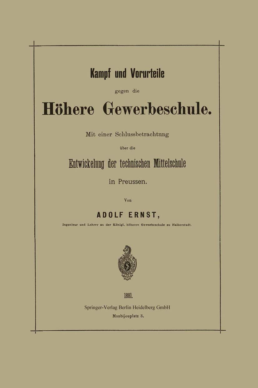 Kampf Und Vorurteile Gegen Die Höhere Gewerbeschule (English, Adolf Ernst) - Image 2 - BookBajar