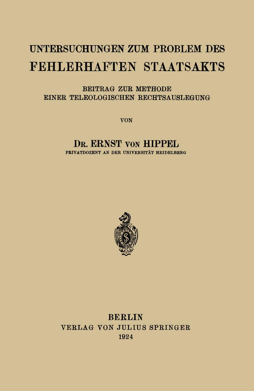Untersuchungen Zum Problem Des Fehlerhaften Staatsakts (English, Ernst Von Hippel) - Image 2 - BookBajar