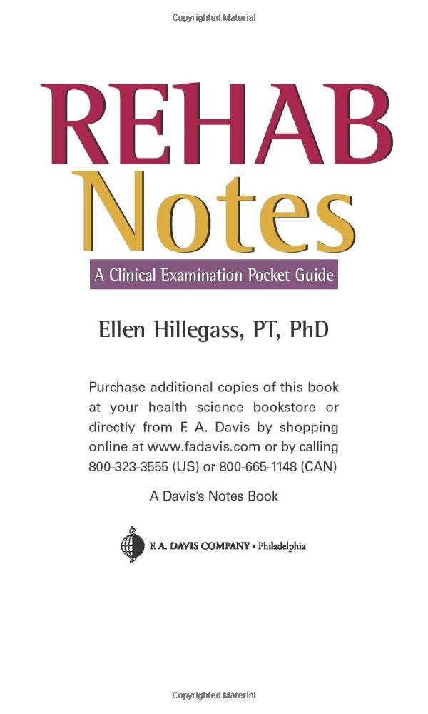 Buy Rehab Notes (English, Paperback, Ellen Z. Hillegass) Online at Best Price - BookBajar