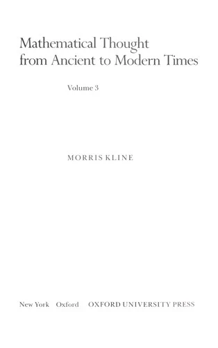 Buy Mathematical Thought from Ancient to Modern Times (English, Morris Kline) Online at Best Price - BookBajar