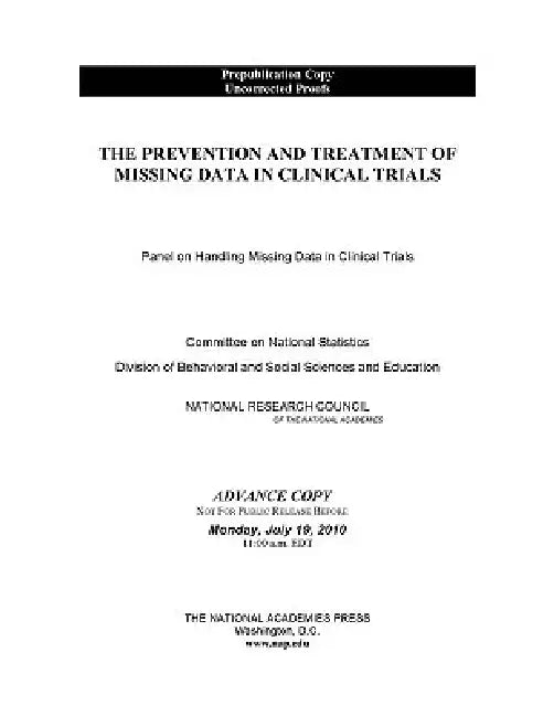 Buy The Prevention and Treatment of Missing Data in Clinical Trials (English, National Research Council | Division of Behavioral, Social Scienc | Committee on National Statistics) Online at Best Price - BookBajar
