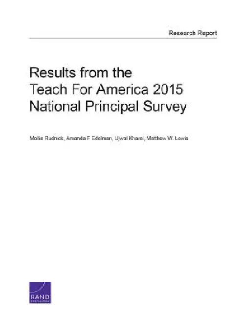 Buy Results from the Teach for America 2015 National Principal Survey (English, Mollie Rudnick | Amanda F. Edelman | Ujwal Kharel) Online at Best Price - BookBajar