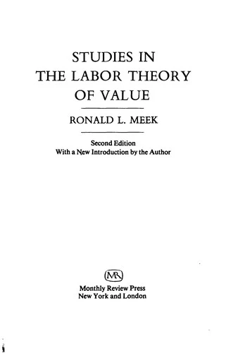 Buy Studies in the Labor Theory of Value (English, Ronald L. Meek) Online at Best Price - BookBajar