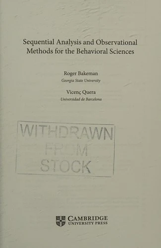 Buy Sequential Analysis and Observational Methods for the Behavioral Sciences (English, Roger Bakeman | Vicenç Quera) Online at Best Price - BookBajar