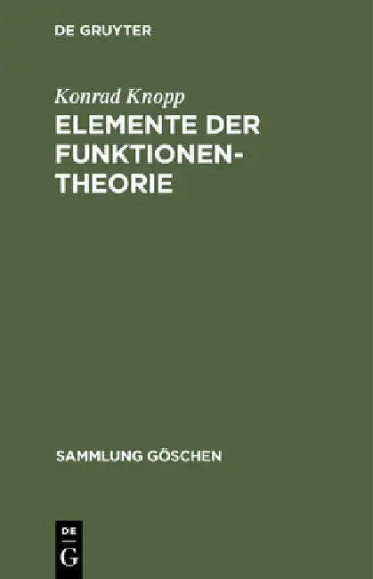 Buy Elemente der Funktionentheorie (English, Konrad Knopp) Online at Best Price - BookBajar