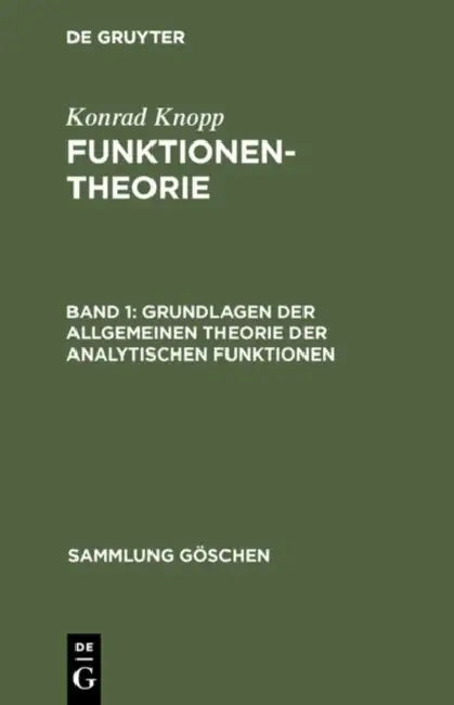 Buy Grundlagen der allgemeinen Theorie der analytischen Funktionen (English, Konrad Knopp) Online at Best Price - BookBajar