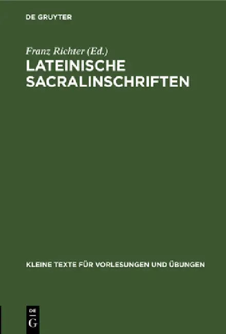Buy Lateinische Sacralinschriften (English, Franz Richter) Online at Best Price - BookBajar