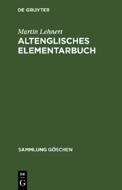 Buy Altenglisches Elementarbuch (English, Martin Lehnert) Online at Best Price - BookBajar