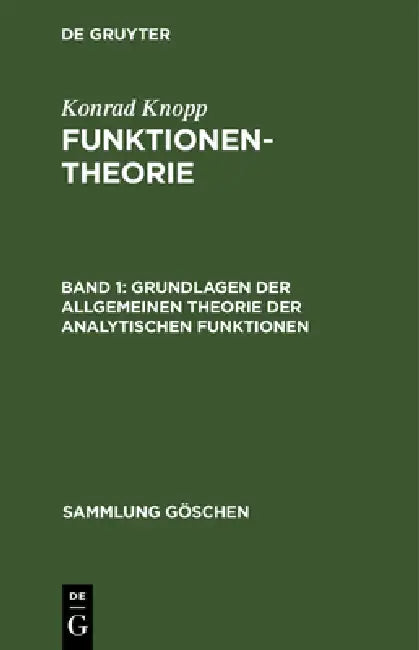 Buy Grundlagen der allgemeinen Theorie der analytischen Funktionen (English, Konrad Knopp) Online at Best Price - BookBajar