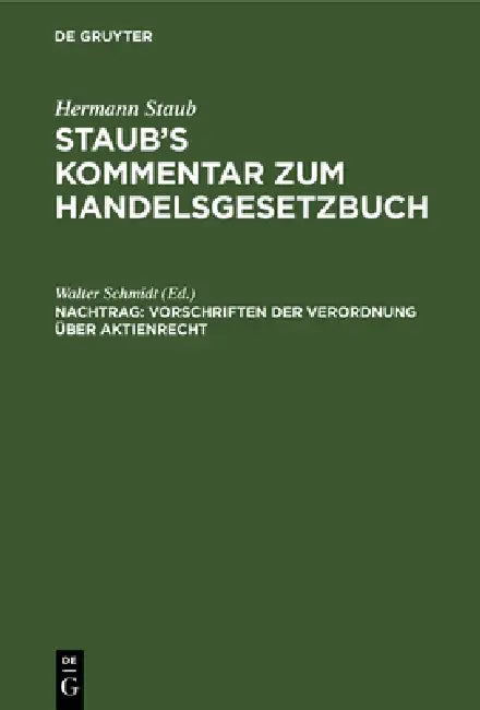 Buy Vorschriften Der Verordnung Über Aktienrecht (English, Walter Schmidt) Online at Best Price - BookBajar