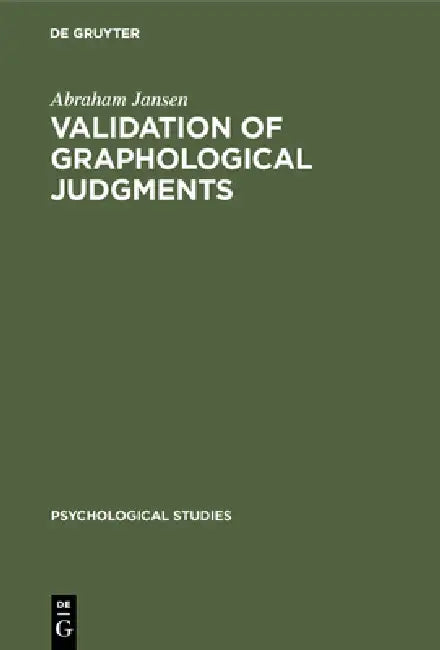 Buy Validation of graphological judgments (English, Abraham Jansen | J. A. a. Spiekermann) Online at Best Price - BookBajar