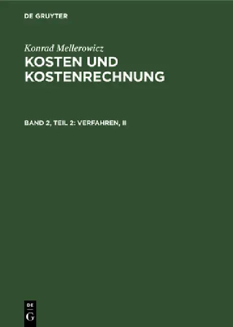 Buy Verfahren, II (English, Konrad Mellerowicz) Online at Best Price - BookBajar