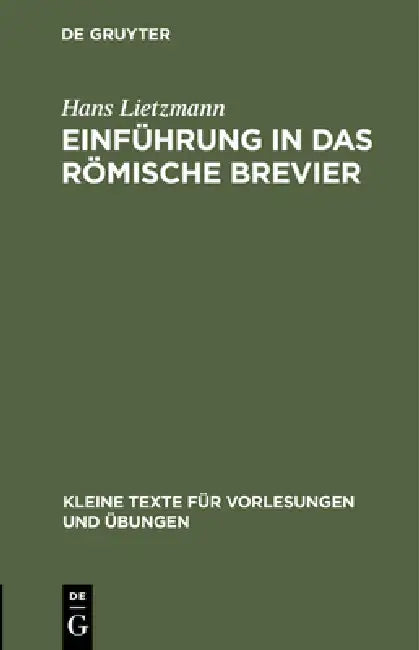 Buy Einführung in das römische Brevier (English, Hans Lietzmann) Online at Best Price - BookBajar