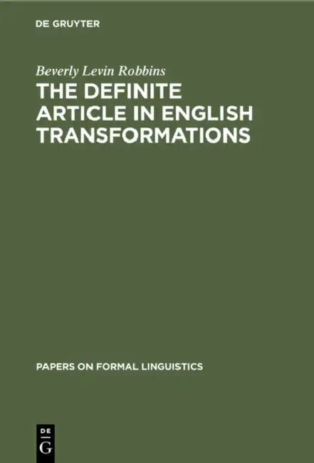 Buy The Definite Article in English Transformations (English, Beverly Levin Robbins) Online at Best Price - BookBajar
