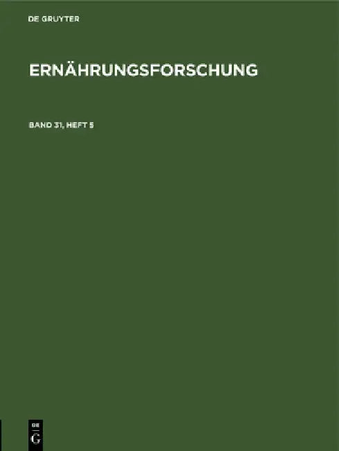 Buy Ernährungsforschung. Band 31, Heft 5 (English, No Contributor) Online at Best Price - BookBajar