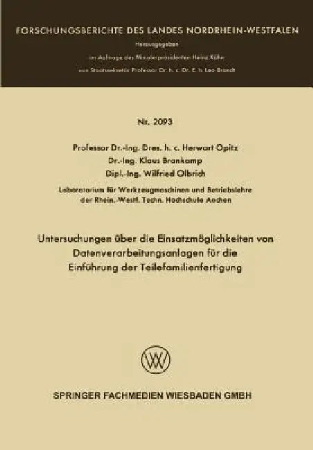 Buy Untersuchungen Über Die Einsatzmöglichkeiten Von Datenverarbeitungsanlagen Für Die Einführung Der Te (English, Herwart Opitz) Online at Best Price - BookBajar