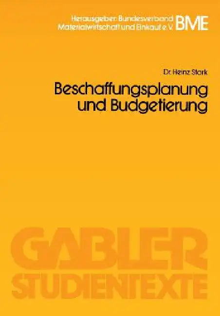 Buy Beschaffungsplanung Und Budgetierung (English, Heinz Stark) Online at Best Price - BookBajar
