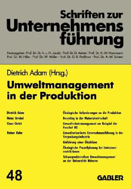 Buy Umweltmanagement in Der Produktion (English, Dietrich Adam) Online at Best Price - BookBajar