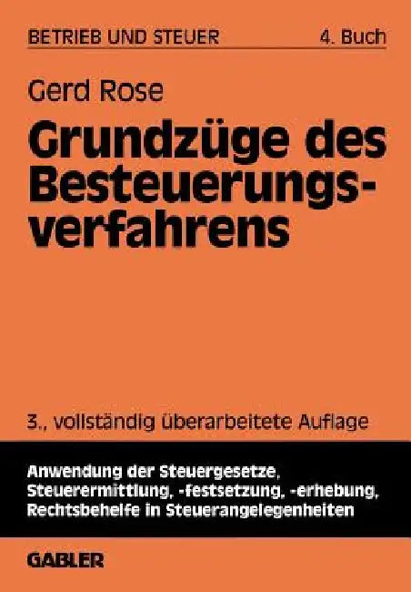 Buy Grundzüge Des Besteuerungsverfahrens (English, Gerd Rose) Online at Best Price - BookBajar