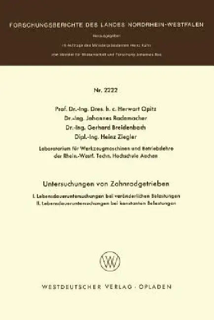 Buy Untersuchungen an Zahnradgetrieben (English, Herwart Opitz) Online at Best Price - BookBajar