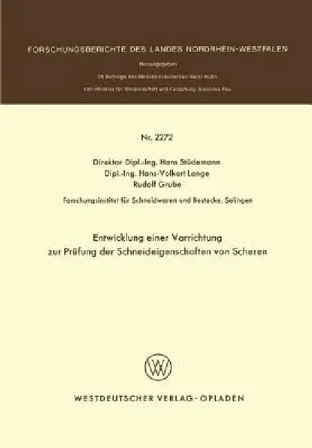 Buy Entwicklung Einer Vorrichtung Zur Prüfung Der Schneideigenschaften Von Scheren (English, Hans Stüdemann) Online at Best Price - BookBajar