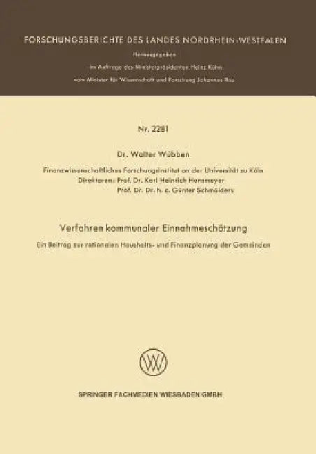 Buy Verfahren Kommunaler Einnahmeschätzung -- Ein Beitrag Zur Rationalen Haushalts- Und Finanzplanung De (English, Walter Wübben) Online at Best Price - BookBajar