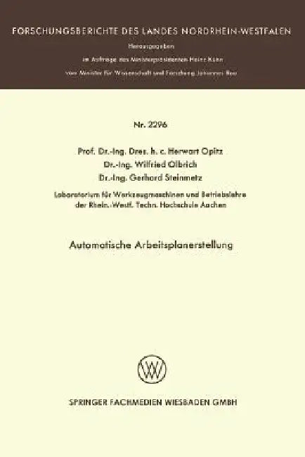 Buy Automatische Arbeitsplanerstellung (English, Herwart Opitz) Online at Best Price - BookBajar