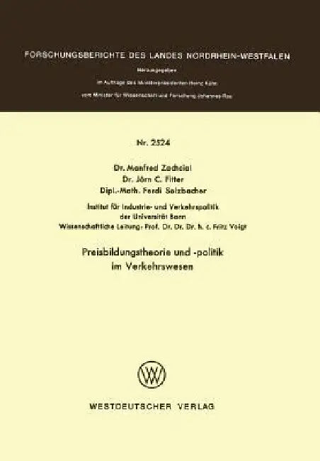 Buy Preisbildungstheorie Und -Politik Im Verkehrswesen (English, Manfred Zachcial) Online at Best Price - BookBajar