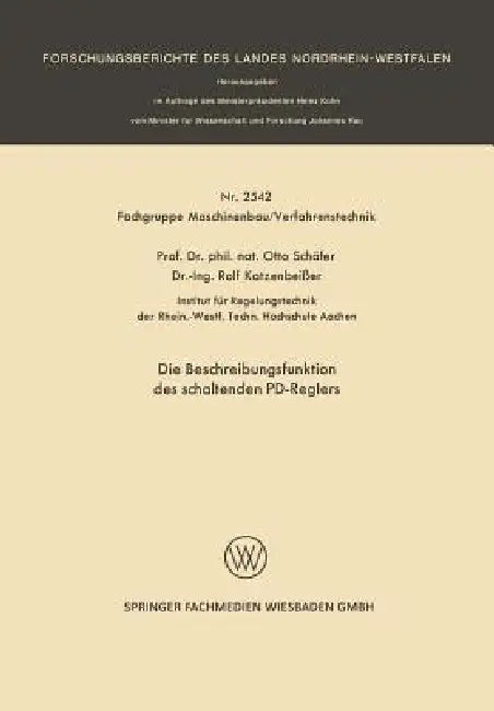Buy Die Beschreibungsfunktion Des Schaltenden Pd-Reglers (English, Otto Schäfer) Online at Best Price - BookBajar