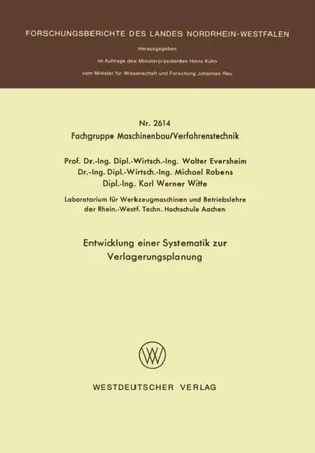 Buy Entwicklung Einer Systematik Zur Verlagerungsplanung (English, Walter Eversheim) Online at Best Price - BookBajar