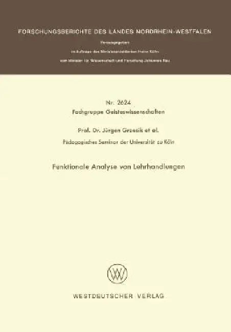 Buy Funktionale Analyse Von Lehrhandlungen (English, Jürgen Grzesik) Online at Best Price - BookBajar