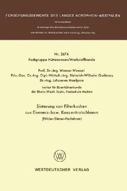 Buy Sinterung Von Filterkuchen Aus Eisenerz- Bzw. Konzentratschlamm (English, Werner Wenzel) Online at Best Price - BookBajar