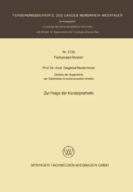 Buy Zur Frage der Keratoprothetik (English, Siegfried Niedermeier) Online at Best Price - BookBajar