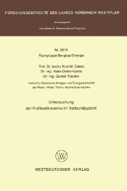 Buy Untersuchung Der Kraftwerkreserve Im Verbundsystem (English, Kurt W. Edwin) Online at Best Price - BookBajar