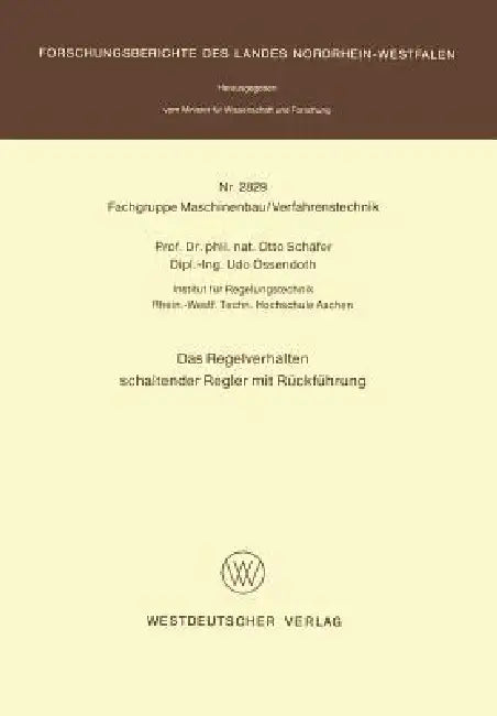 Buy Das Regelverhalten Schaltender Regler Mit Rückführung (English, Otto Schäfer) Online at Best Price - BookBajar