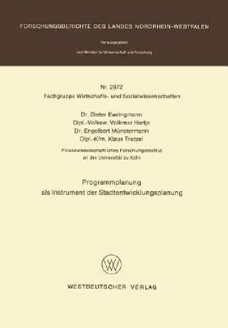 Buy Programmplanung ALS Instrument Der Stadtentwicklungsplanung (English, Dieter Ewringmann) Online at Best Price - BookBajar