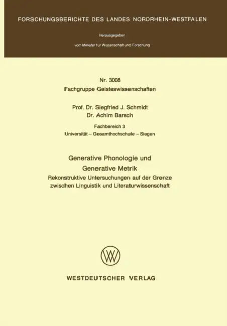 Buy Generative Phonologie Und Generative Metrik (English, Siegfried J. Schmidt) Online at Best Price - BookBajar