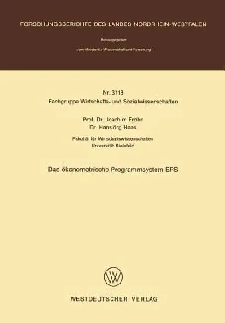 Buy Das Ökonometrische Programmsystem EPS (English, Joachim Frohn) Online at Best Price - BookBajar