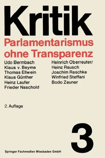 Buy Parlamentarismus Ohne Transparenz (English, Prof Dr Winfried Steffani) Online at Best Price - BookBajar