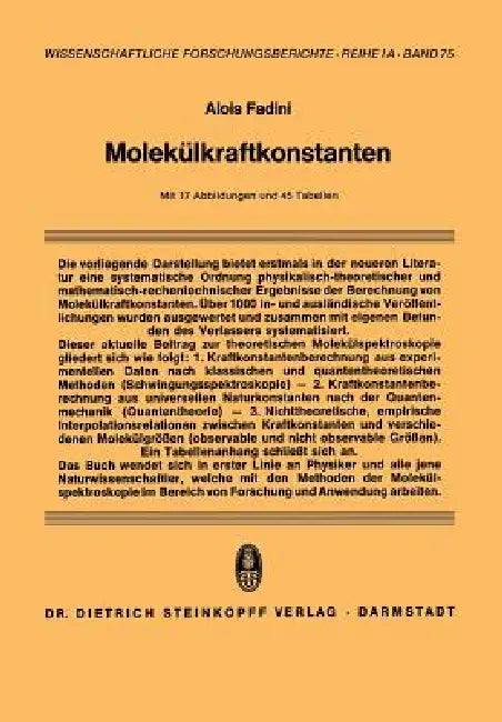 Buy Molekülkraftkonstanten (English, Alois Fadini) Online at Best Price - BookBajar