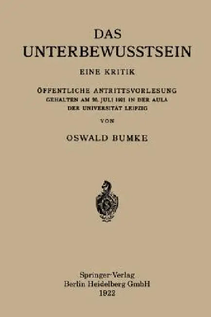 Buy Das Unterbewusstsein (English, Oswald Bumke) Online at Best Price - BookBajar
