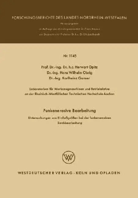 Buy Funkenerosive Bearbeitung (English, Herwart Opitz) Online at Best Price - BookBajar
