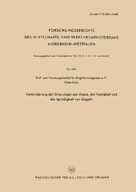 Buy Verminderung Der Streuungen Der Masse, Der Festigkeit Und Der Sprödigkeit Von Ziegeln (English, Kenneth A. Loparo) Online at Best Price - BookBajar