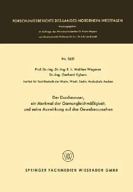 Buy Der Durchmesser, Ein Merkmal Der Garnungleichmäßigkeit, Und Seine Auswirkung Auf Das Gewebeaussehen (English, Walther Wegener) Online at Best Price - BookBajar