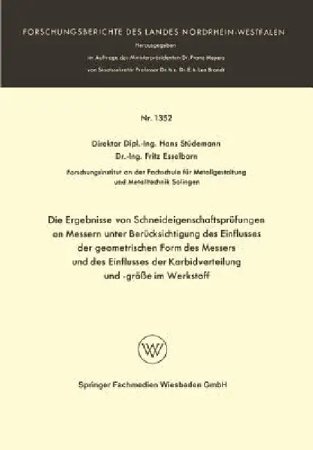 Buy Die Ergebnisse Von Schneideigenschaftsprüfungen an Messern Unter Berücksichtigung Des Einflusses Der (English, Hans Stüdemann) Online at Best Price - BookBajar