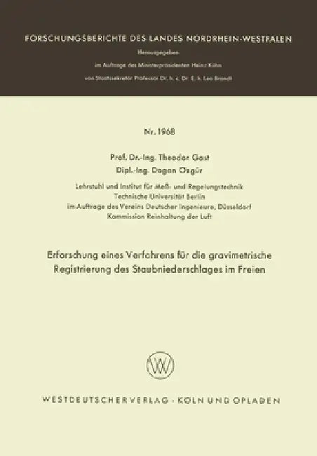 Buy Erforschung eines Verfahrens für die gravimetrische Registrierung des Staubniederschlages im Freien (English, Theodor Gast) Online at Best Price - BookBajar