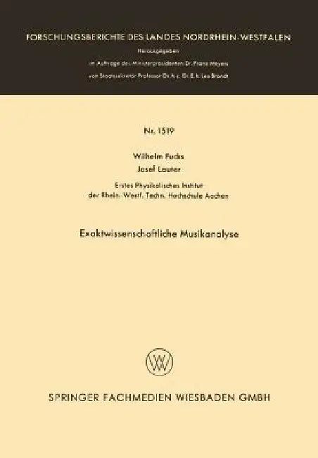 Buy Exaktwissenschaftliche Musikanalyse (English, Wilhelm Fucks) Online at Best Price - BookBajar