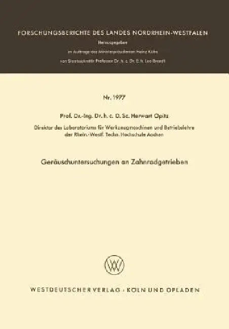 Buy Geräuschuntersuchungen an Zahnradgetrieben (English, Herwart Opitz) Online at Best Price - BookBajar