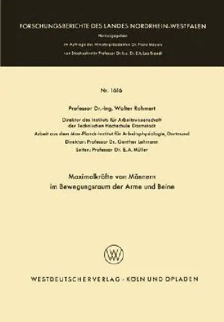 Buy Maximalkräfte Von Männern Im Bewegungsraum Der Arme Und Beine (English, Walter Rohmert) Online at Best Price - BookBajar